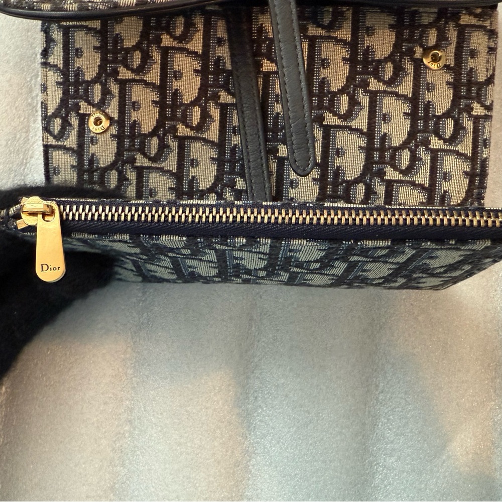 SOLD 🎉 Blue Christian Dior Oblique Jacquard Saddle Pouch with Chain WOC - Picture 13 of 14